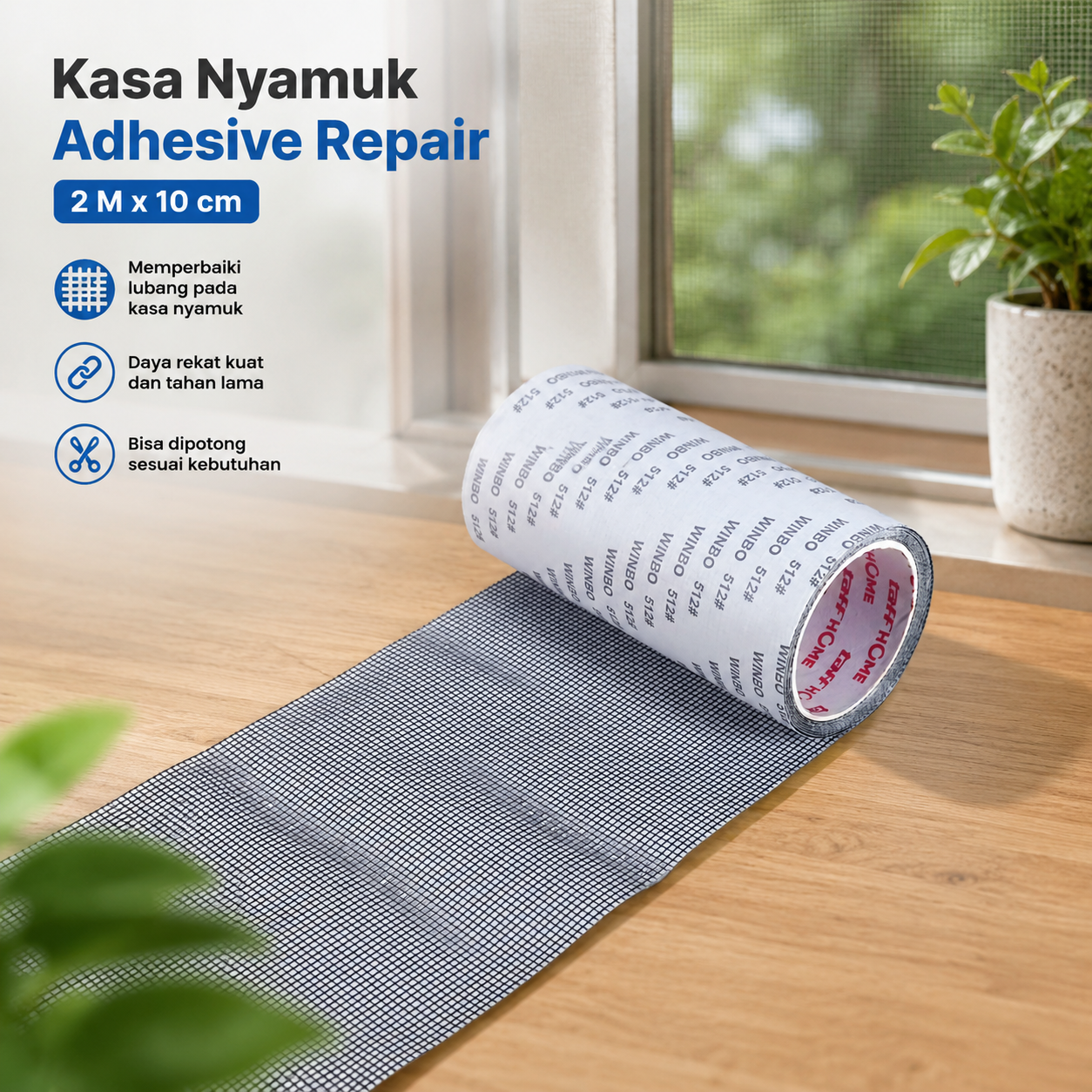 TaffHOME WINBO Penambal Kelambu Nyamuk Kasa Adhesive Repair 2Mx10cm - 512 Gambar produk TaffHOME WINBO Penambal Kelambu Nyamuk Kasa Adhesive Repair 2Mx10cm - 512 - Utama