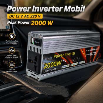 CHANTOWER Power Inverter Mobil Modified Sine Wave DC 12V AC 220V 2000W - SAA-2000A