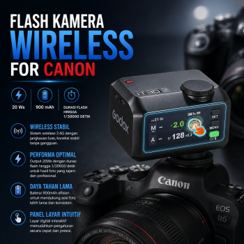 Gambar produk Godox Flash Kamera Wireless 2.4GHz DSLR Mirrorless TTL 900mAh 20Ws for Canon - iT30Pro