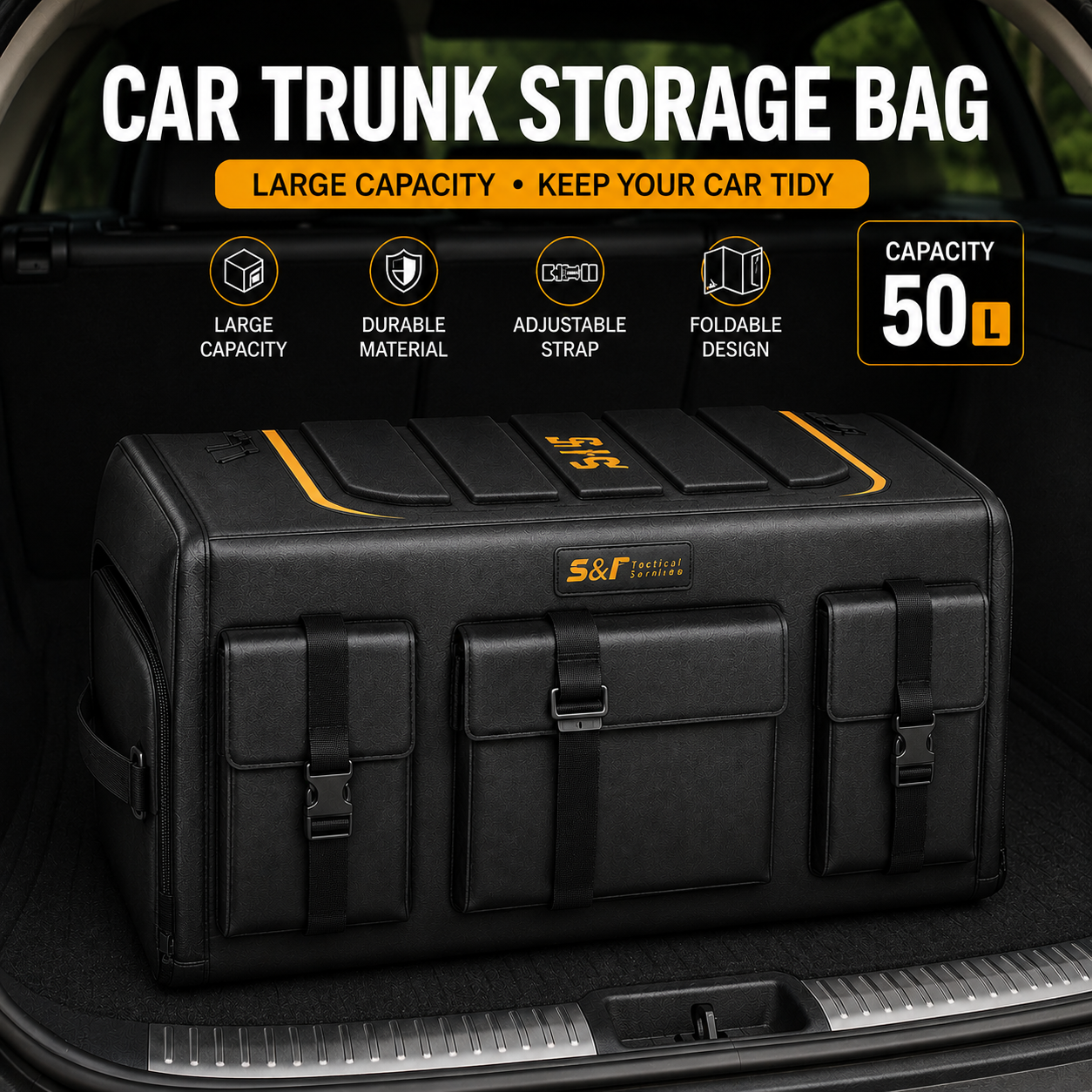 S&R Car Seat Organizer Mobil Bagasi Foldable Oxford 50L - S57 Gambar produk S&R Car Seat Organizer Mobil Bagasi Foldable Oxford 50L - S57 - Utama