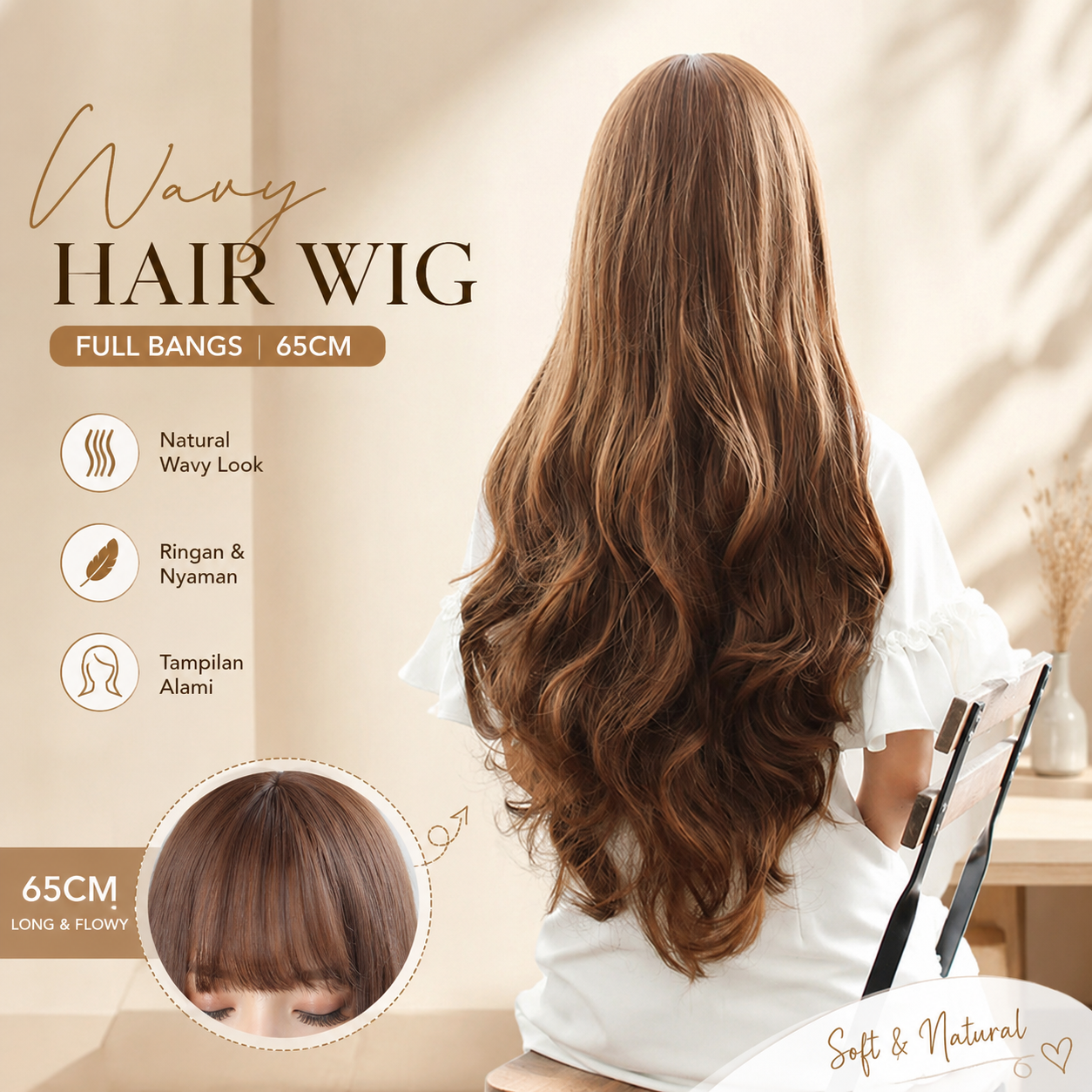 FYNHA Wig Rambut Palsu Panjang Bergelombang Wavy Hair Full Bangs 65cm - HB-004 Gambar produk FYNHA Wig Rambut Palsu Panjang Bergelombang Wavy Hair Full Bangs 65cm - HB-004 - Utama