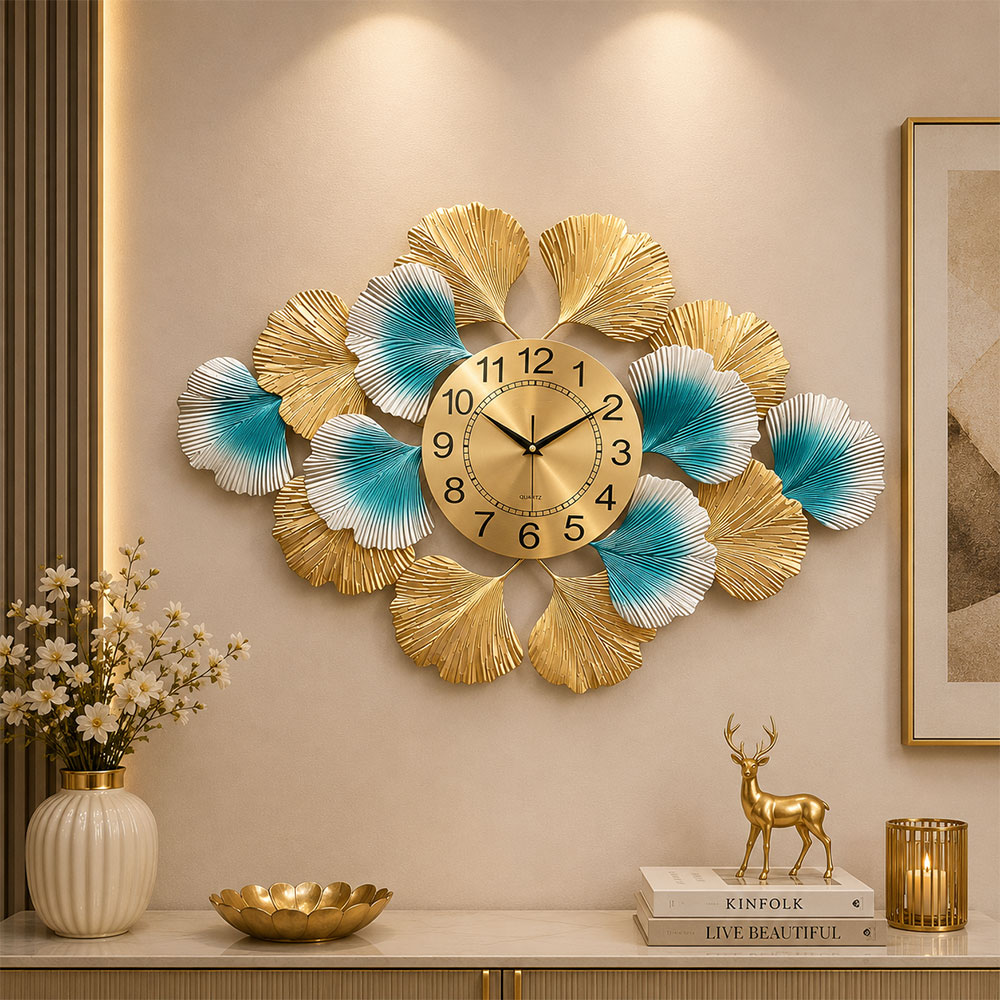 TaffHOME Jam Dinding Besi European Luxury Ginkgo Jaili Movement 73cm - 26106 Gambar produk TaffHOME Jam Dinding Besi European Luxury Ginkgo Jaili Movement 73cm - 26106 - 1