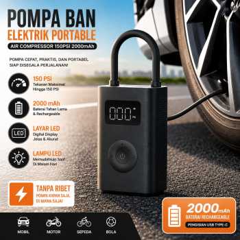 Gambar produk Mijia Pompa Sepeda Portable Mini Pump 150 PSI - MJCQB06QW