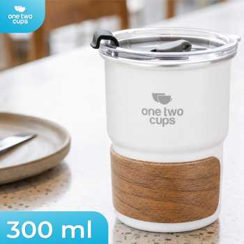 One Two Cups Gelas Tumbler Kopi Cup Lid Wood Cover Stainless 300ml - BC140