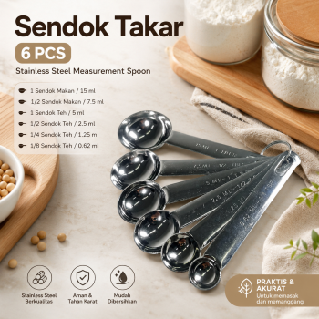 Gambar produk TaffHOME Sendok Takar Set Baking Measurement Spoon 0.62-15ml 6 PCS - 16752