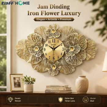 TaffHOME Jam Dinding Besi Flower Luxury Quartz Movement 59.5cm - 26006