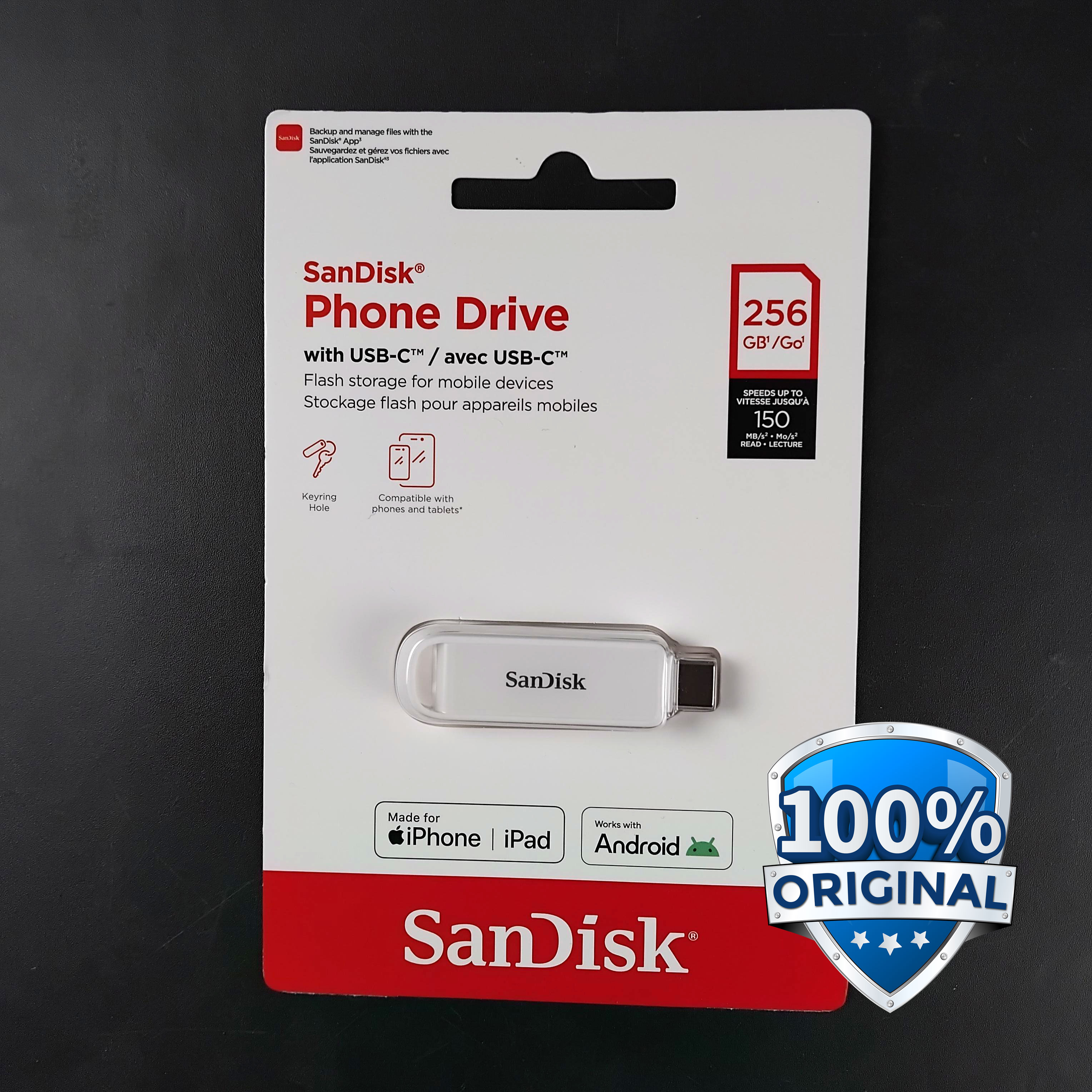 Gambar produk SanDisk Phone Drive USB Type-C 3.2 Gen 1 150MB/s 256GB - SDIXS0N - Utama