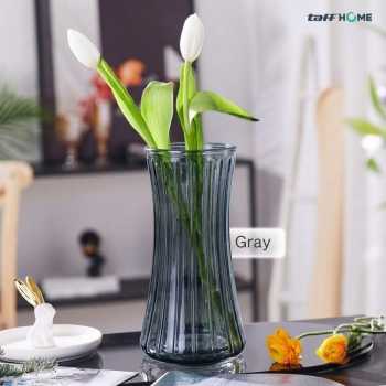Gambar produk TaffHOME Vas Bunga Kaca Bening Estetik Vintage Glass Flower Vase - Y23