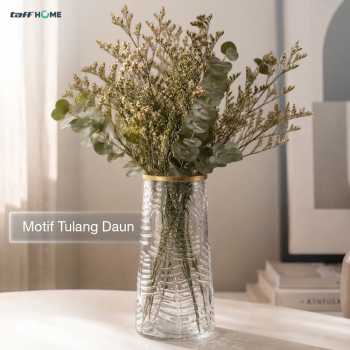Gambar produk TaffHOME Vas Bunga Dekorasi Interior Kaca Motif Tulang Daun - YF963