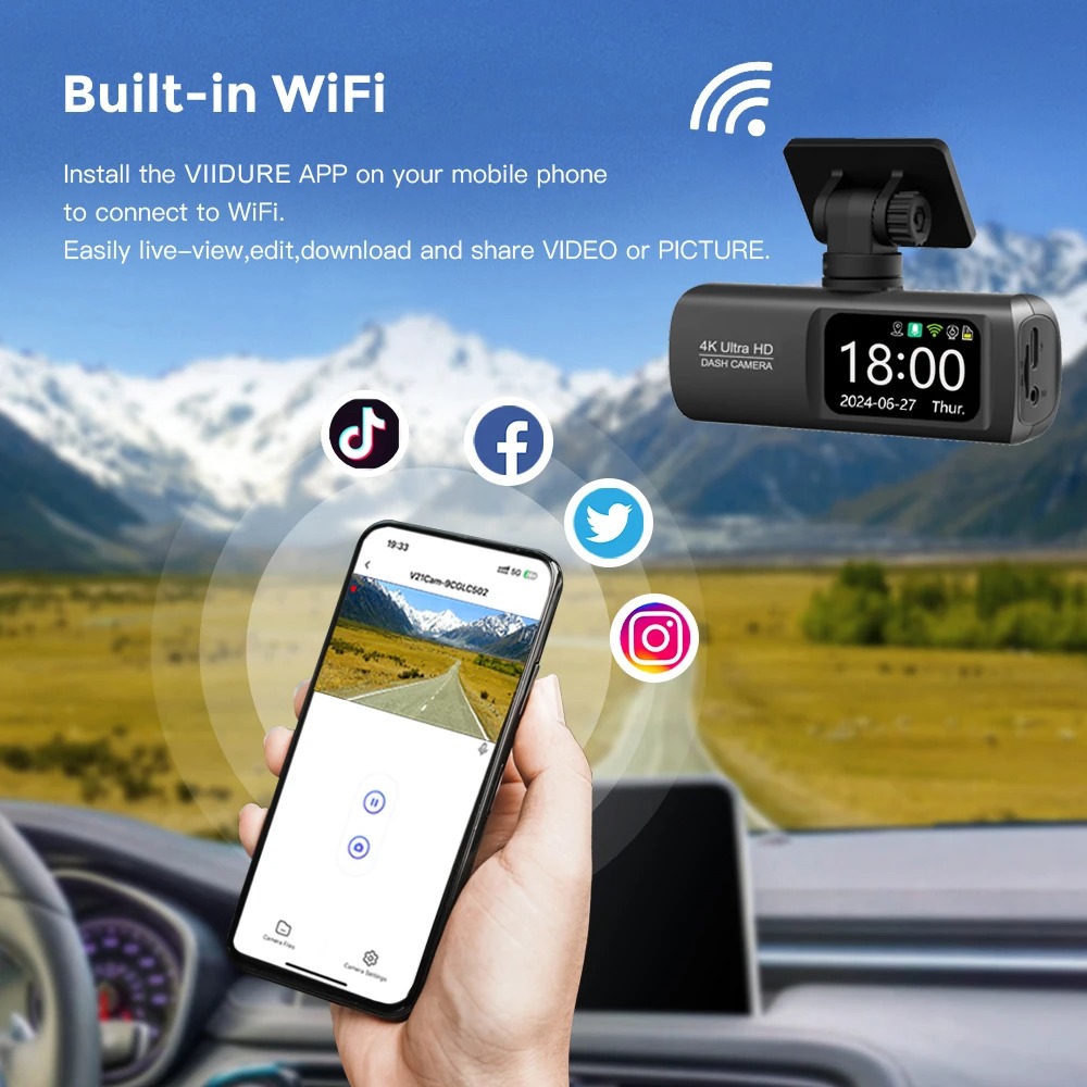 Taffware Dashcam Mobil Detachable Depan Belakang 24H Parking 1080P 4K - V22B Gambar produk Taffware Dashcam Mobil Detachable Depan Belakang 24H Parking 1080P 4K - V22B - 4