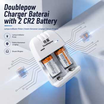 Gambar produk Doublepow Charger Baterai Rechargeable 2 Slot CR2 with CR2 2 PCS - DP-K06