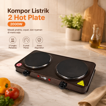 Gambar produk TaffHOME Kompor Listrik 2 Tungku Electric Furnace Dual Hot Plate 2000W - H2-2000-58