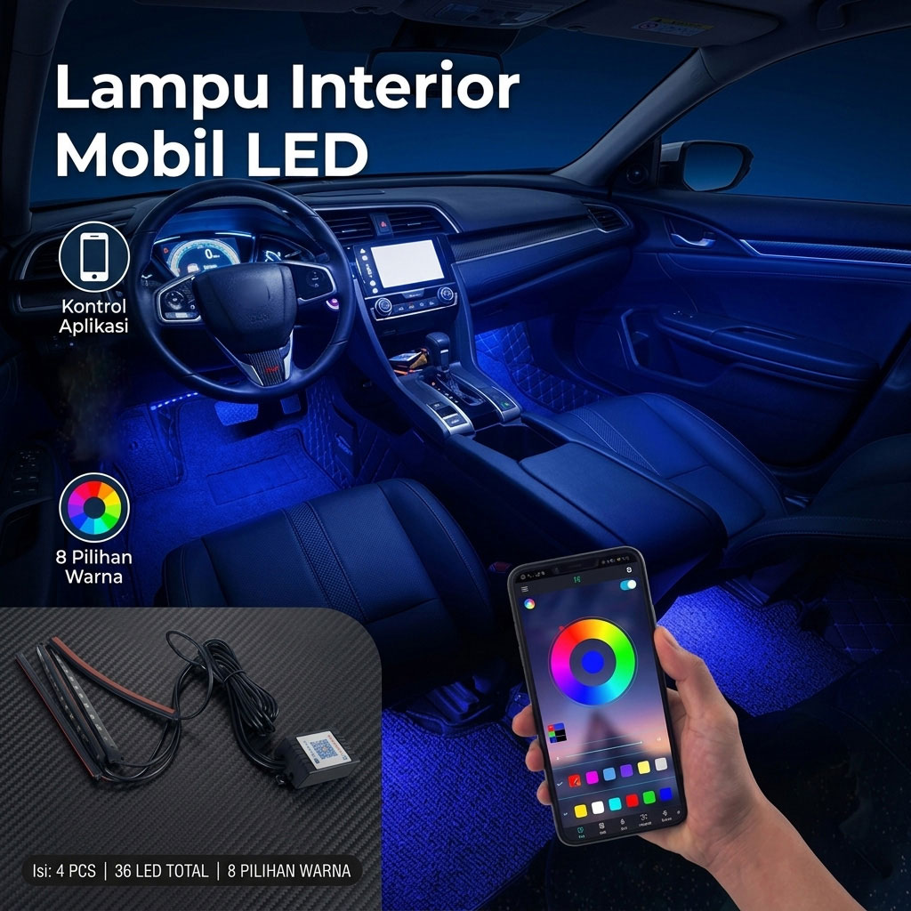 JIAMEN Lampu Strip Mobil LED RGB USB Smart App 36V 17cm 36 LED - J72 Gambar produk JIAMEN Lampu Strip Mobil LED RGB USB Smart App 36V 17cm 36 LED - J72 - Utama