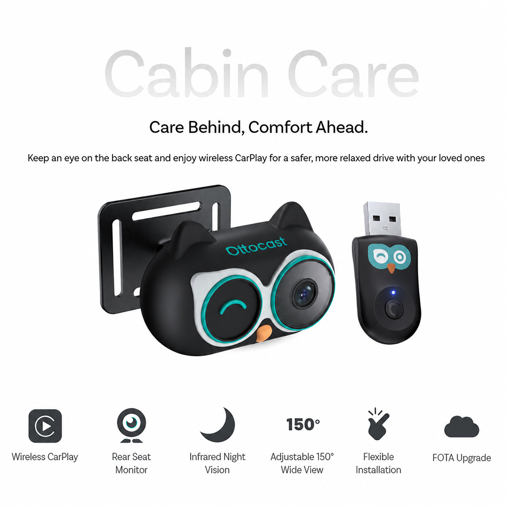 Gambar produk Ottocast Cabin Care Wireless Apple CarPlay with Camera USB 1080P - CA520 - Utama