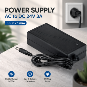 HUNDA Adaptor Power Supply Converter AC to DC 24V 3A EU Plug - HD3
