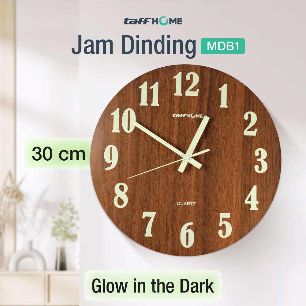 Gambar produk TaffHOME Jam Dinding Bulat Quartz Luminous Silent Movement 30cm MDB1 - Utama