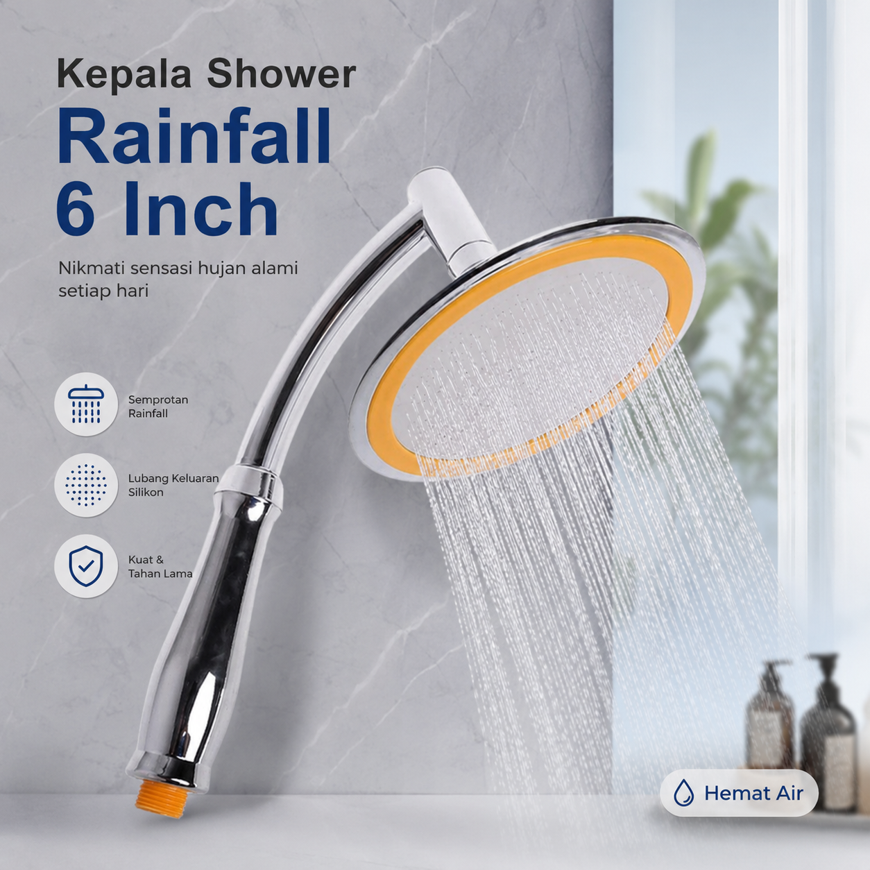 MROSSA Kepala Shower Head High Pressure Rainfall 6 Inch - 30LYH Gambar produk MROSSA Kepala Shower Head High Pressure Rainfall 6 Inch - 30LYH - Utama