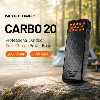 NITECORE Power Bank 20000mAh PD QC Carbon Fiber IPX8 Dual Type C 65W - CARBO 20