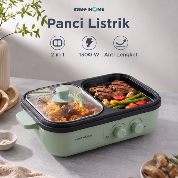 Gambar produk TaffHOME Panci Listrik Electric Hotpot BBQ Grill 2in1 Non Stick 1300W - DYG-05