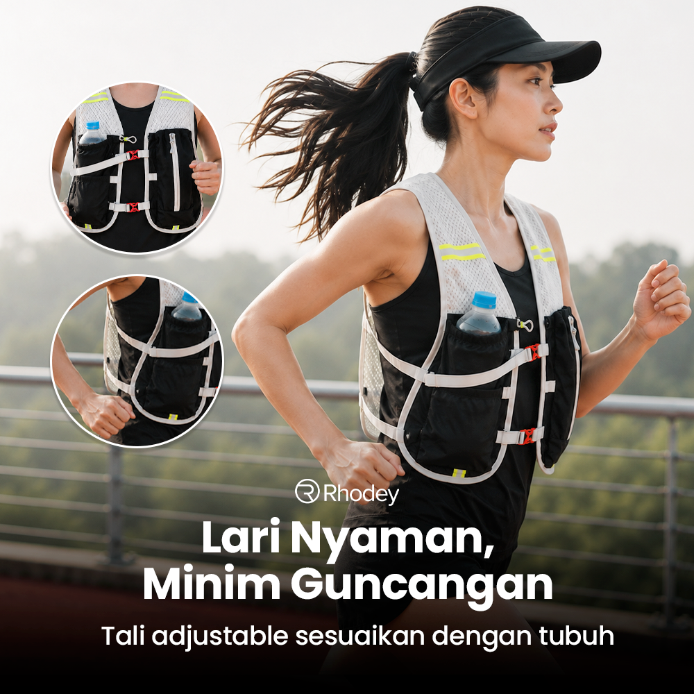 Rhodey Running Vest Hydrovest Hydration Breathable Rompi Lari Outdoor - WP500 Gambar produk Rhodey Running Vest Hydrovest Hydration Breathable Rompi Lari Outdoor - WP500 - 2