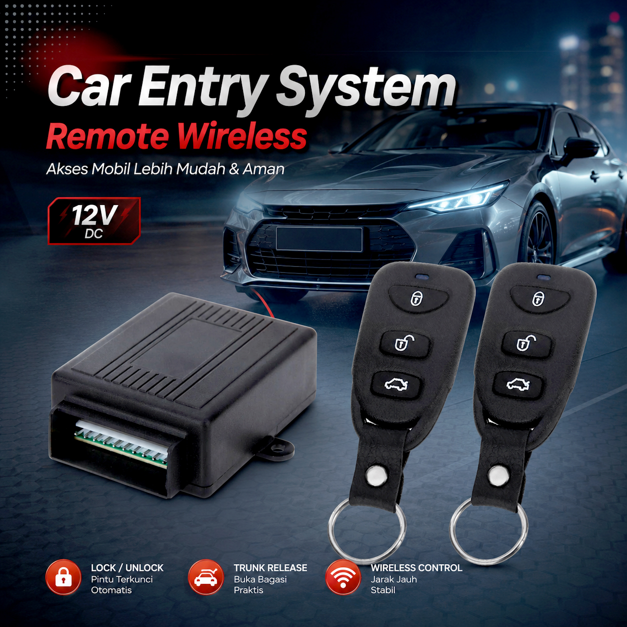 Gambar produk NEWPIONEER Car Entry System Remote Wireless 12V Door Lock Mobil - CK18 - Utama