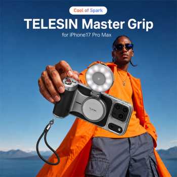 Gambar produk TELESIN Master Grip MagSafe Case Magnetic Fill Light iPhone 17 Pro Max - P5-MCS-25-TIP