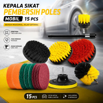 OTOHEROES Kepala Sikat Pembersih Poles Mobil Car Polisher Kit 15 PCS - UT01