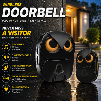 HT Bel Pintu Wireless Doorbell Waterproof 35 Tunes Plug In - HB-808B