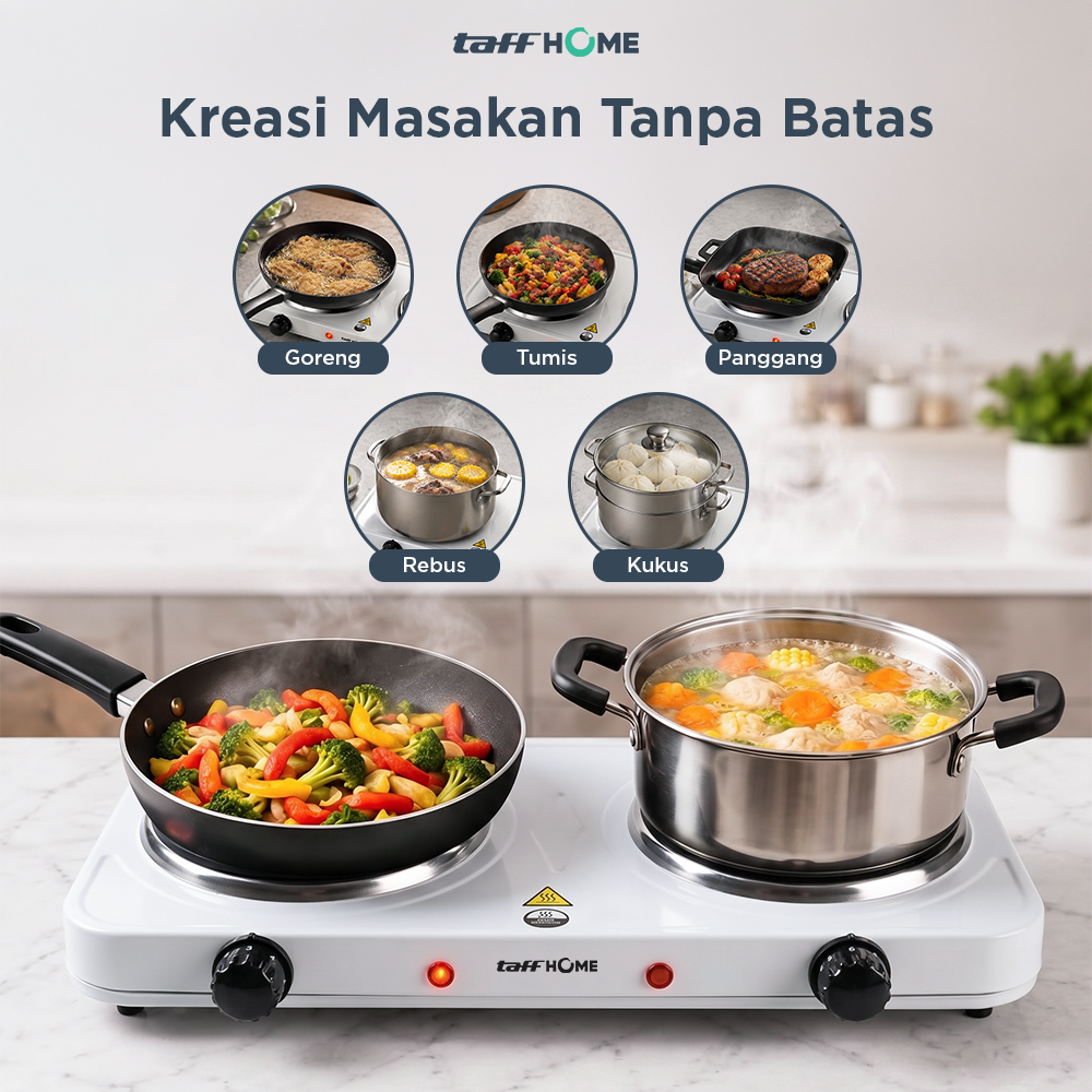 Gambar produk TaffHOME Kompor Listrik 2 Tungku Portable Hot Plate 2000W - H2-2000-04 - 5