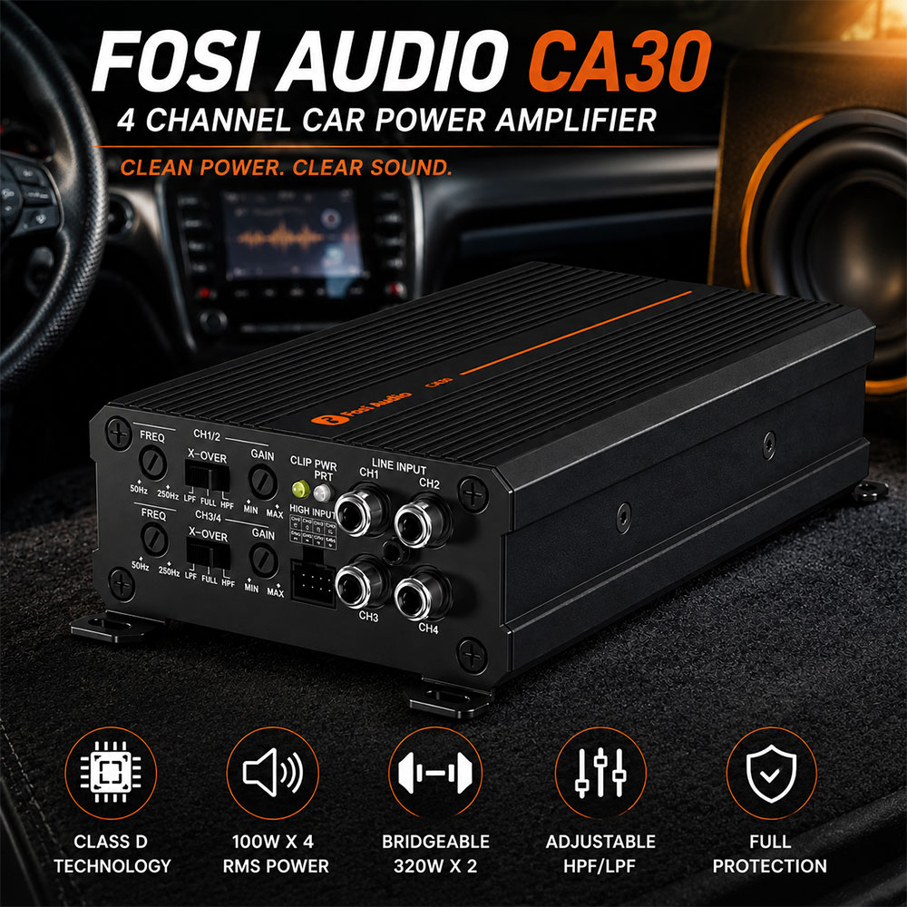 Fosi Audio Car Amplifier 4 Channel HiFi HPF LPF 100Wx4 IR4322 - CA30 Amplifier Gambar produk Fosi Audio Car Amplifier 4 Channel HiFi HPF LPF 100Wx4 IR4322 - CA30 Amplifier - Utama