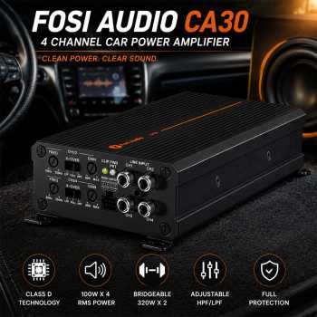 Fosi Audio Car Amplifier 4 Channel HiFi HPF LPF 100Wx4 IR4322 - CA30 Amplifier