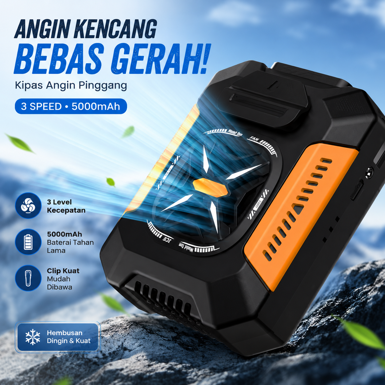 MICOL Kipas Angin Pinggang Portable Waist Fan 3 Speed 5000mAh - V8 Gambar produk MICOL Kipas Angin Pinggang Portable Waist Fan 3 Speed 5000mAh - V8 - Utama