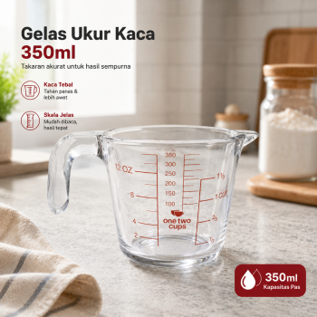 One Two Cups Gelas Ukur Takaran Kaca Microwave Heating Glass Cup - GG-18