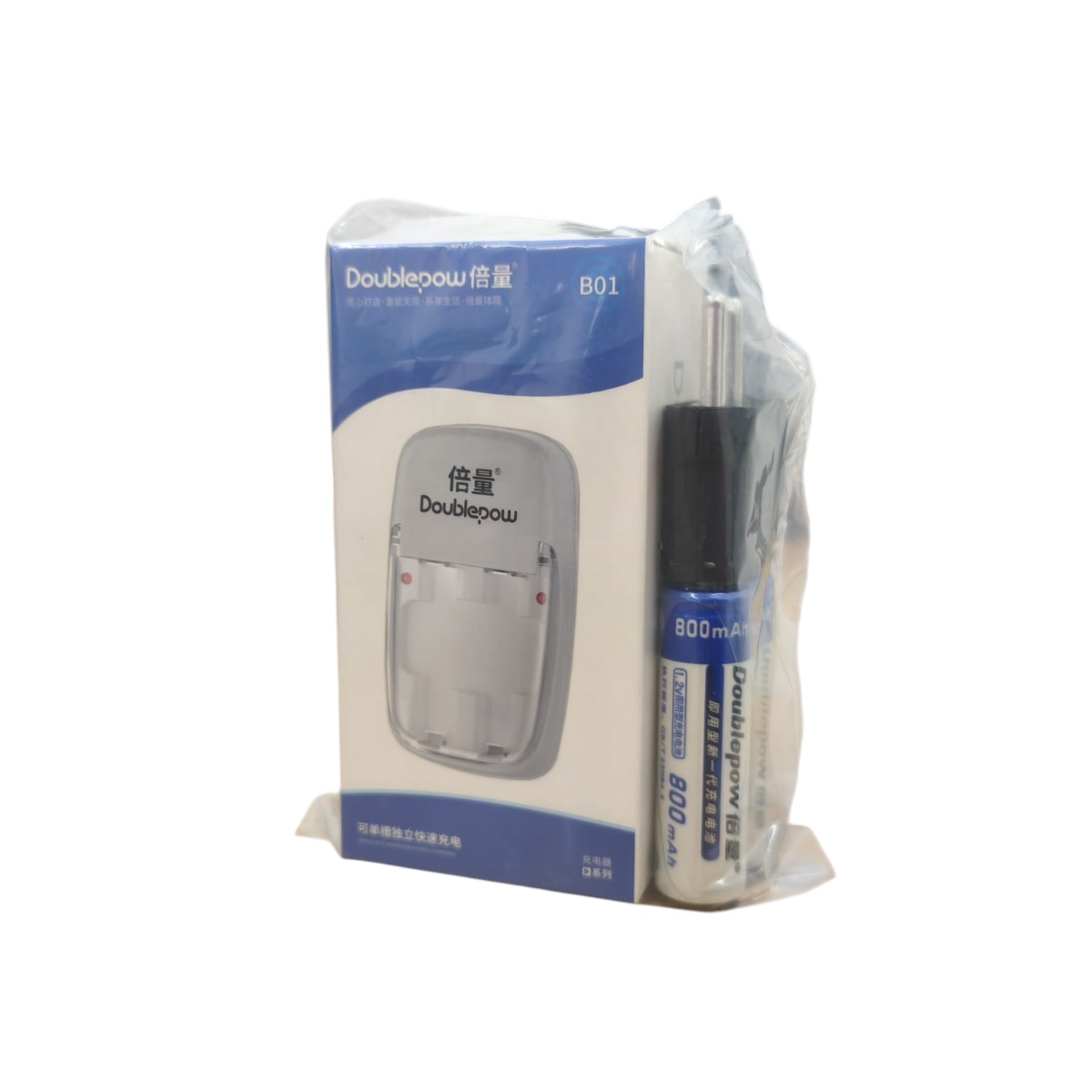 Gambar produk Doublepow Charger Baterai Rechargeable 2 Slot AA AAA with AA 2 PCS - DP-B01 800 - Kemasan