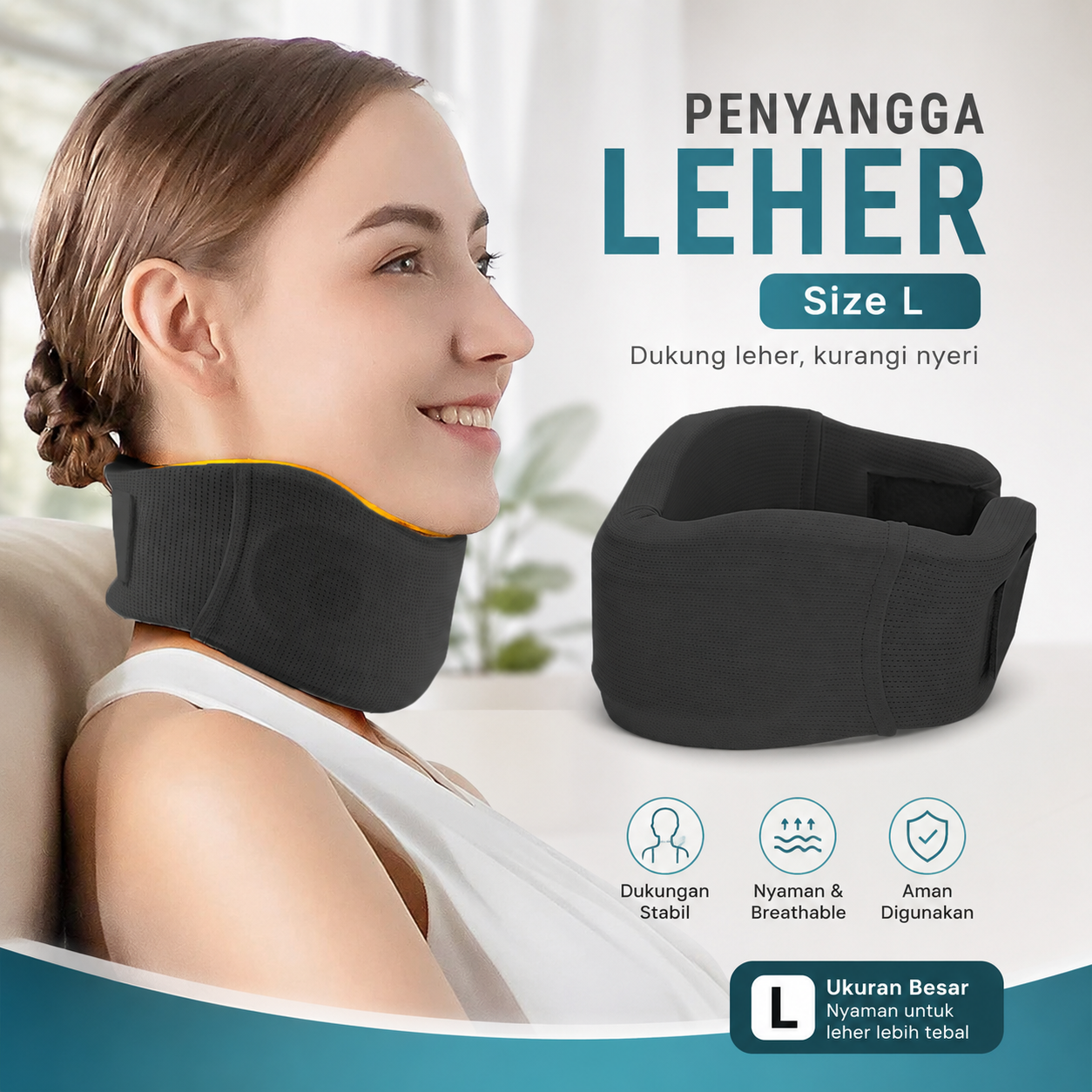 Gambar produk Zoechic Penyangga Leher Collar Neck Cervical Support Adjustable Size L - ZH-50 - Utama