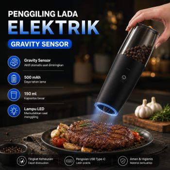 KIARYUO Penggiling Lada Elektrik Salt Pepper Mill Grinder 500mAh 150ml - HS-100