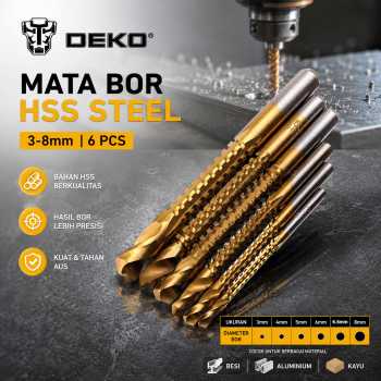Gambar produk DEKO Mata Bor Power Drill Bits HSS Steel 3-8mm 6 PCS - DW1369