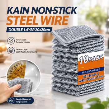 Gambar produk FMA Kain Non-Stick Steel Wire Dishcloths Double-Layer 20x20cm 10PCS - FM-N20