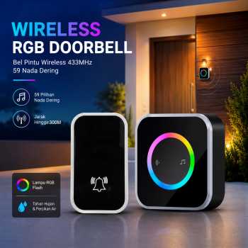 Zheyi Bel Pintu Wireless Door Bell Waterproof RGB EU Plug 59 Chimes - D88