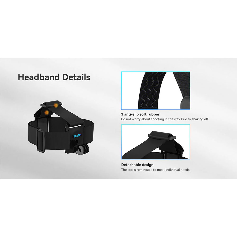 Gambar produk TELESIN Head Strap Action Camera Mount Universal 1/4 Adjustable - GP-HMS-T04 - 3