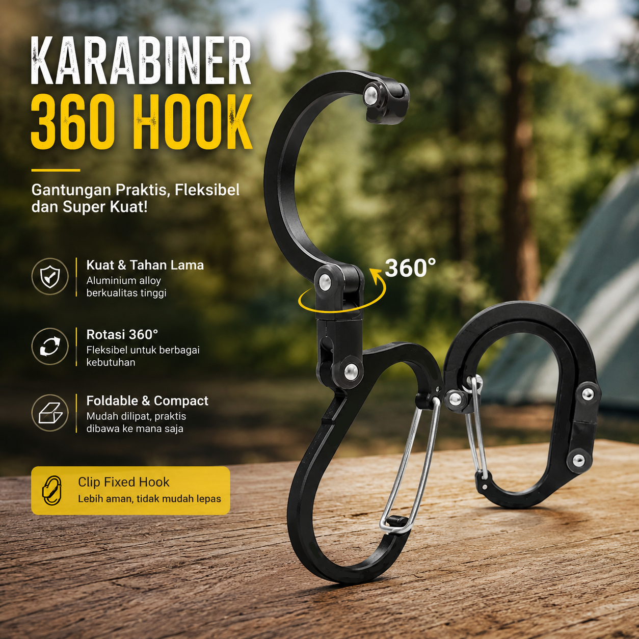 Rupee Karabiner 360 Hook Carabiner Climbing Mountain Klip Aluminium - CE30 Gambar produk Rupee Karabiner 360 Hook Carabiner Climbing Mountain Klip Aluminium - CE30 - Utama