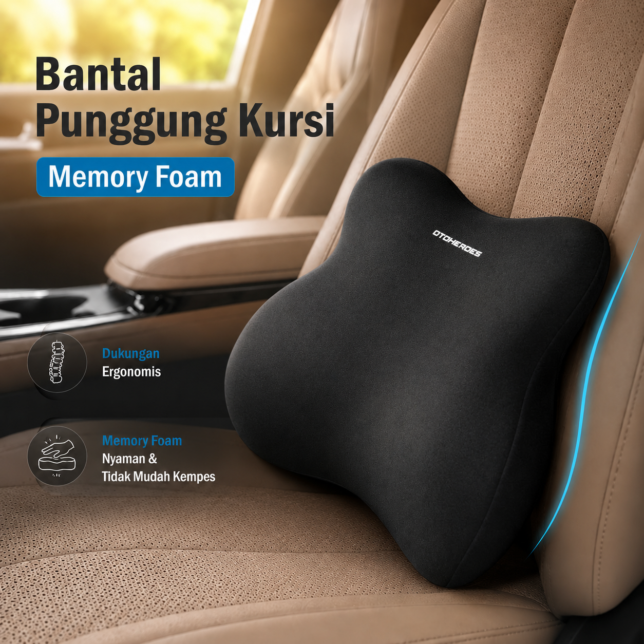 OTOHEROES Bantal Punggung Kursi Lumbar Support Cushion Memory Foam - N-39 Gambar produk OTOHEROES Bantal Punggung Kursi Lumbar Support Cushion Memory Foam - N-39 - Utama