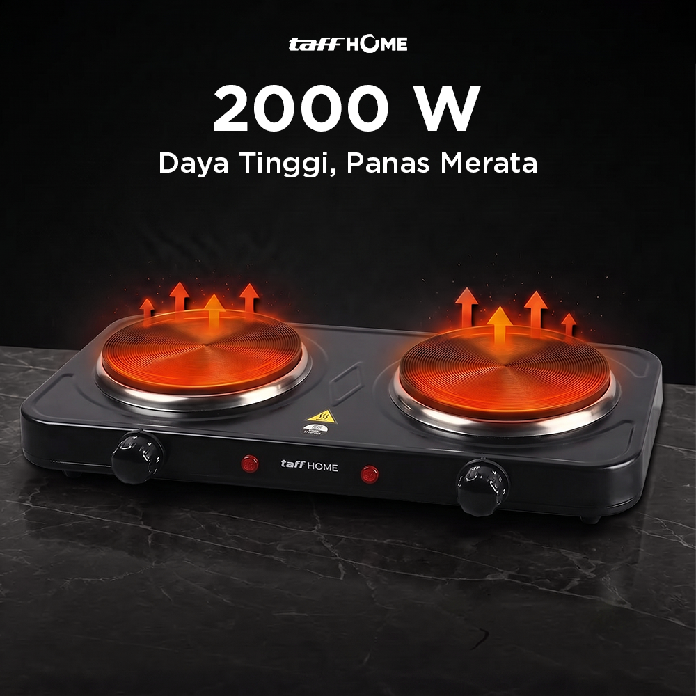 Gambar produk TaffHOME Kompor Listrik 2 Tungku Portable Hot Plate 2000W - H2-2000-04 - 1