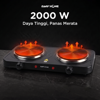 Gambar produk TaffHOME Kompor Listrik 2 Tungku Portable Hot Plate 2000W - H2-2000-04 - 1