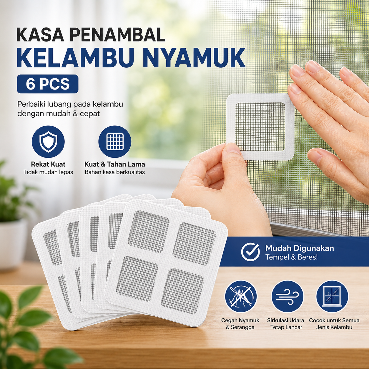 Gambar produk M-TECH Penambal Kelambu Nyamuk Kasa Adhesive Repair Patch 6 PCS - TP10-P - Utama