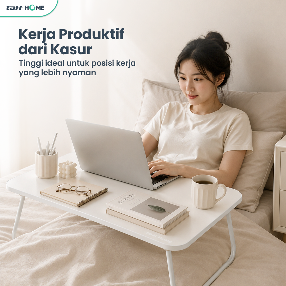 TaffHOME Meja Lipat Laptop Foldable Bed Table 70x48cm - BO67 Gambar produk TaffHOME Meja Lipat Laptop Foldable Bed Table 70x48cm - BO67 - 4