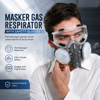 ASL Masker Gas Respirator Half Face with Safety Glasses - 308A