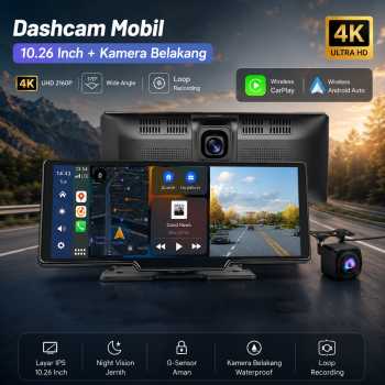 Gambar produk Adinka Dashcam Mobil Detachable Carplay Android Auto Dual Camera 4K - D1026-DA