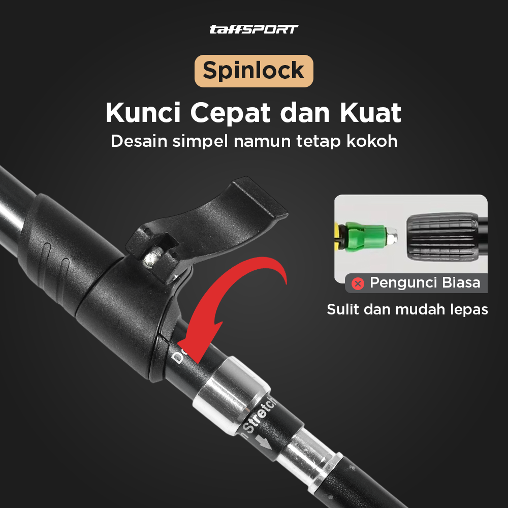 TaffSPORT Tongkat Hiking Lipat Trekking Pole Aluminium Alloy EVA 130cm - TF13 Gambar produk TaffSPORT Tongkat Hiking Lipat Trekking Pole Aluminium Alloy EVA 130cm - TF13 - 5