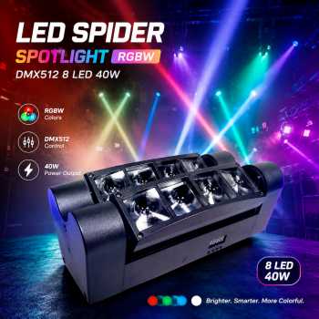 JUNHE Lampu Sorot LED Spider Spotlight RGBW MovingHead DMX512 8LED 40W - JH-40